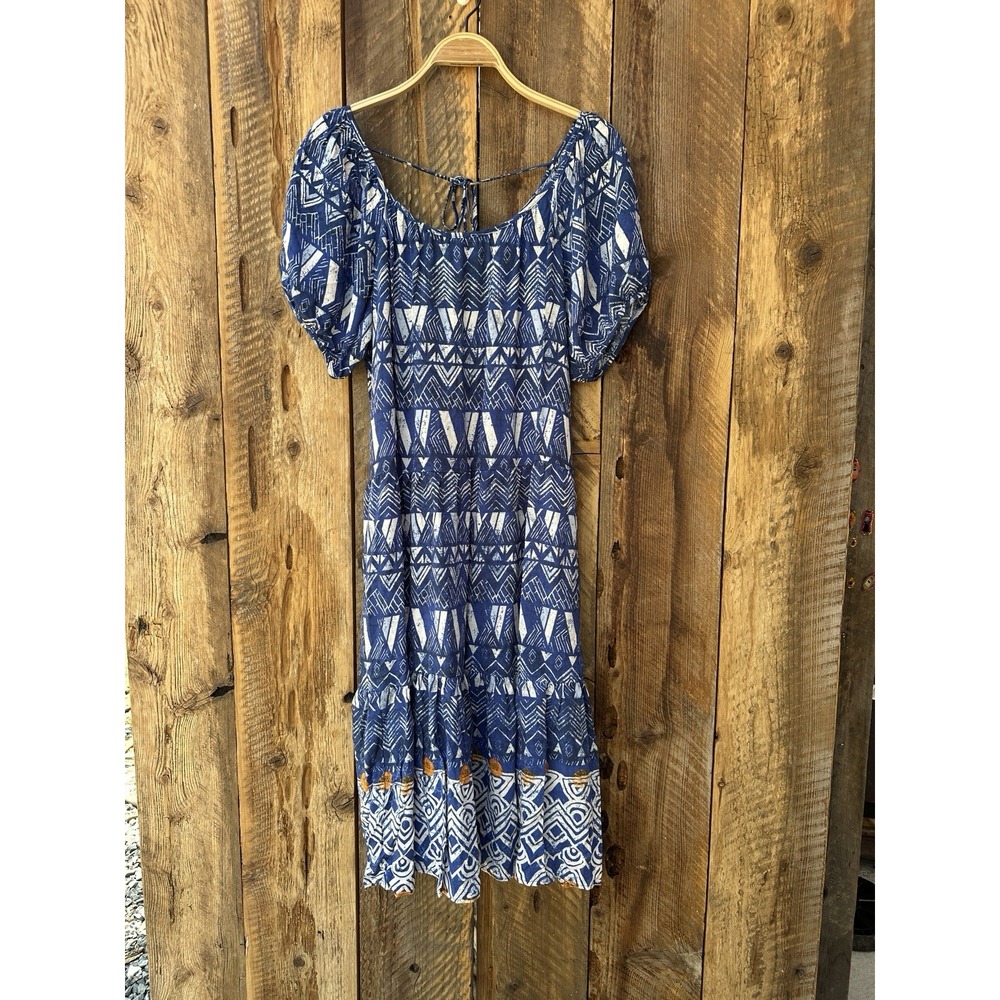 NWT M Coastal Maritime Boho Lagenlook Balloon Sleeves Western Cottage Nautical